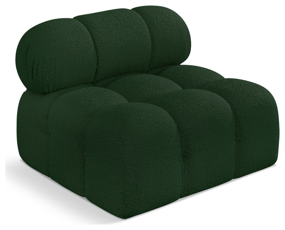 Ames Boucle Fabric Modular Chair, Green, Armless Chair