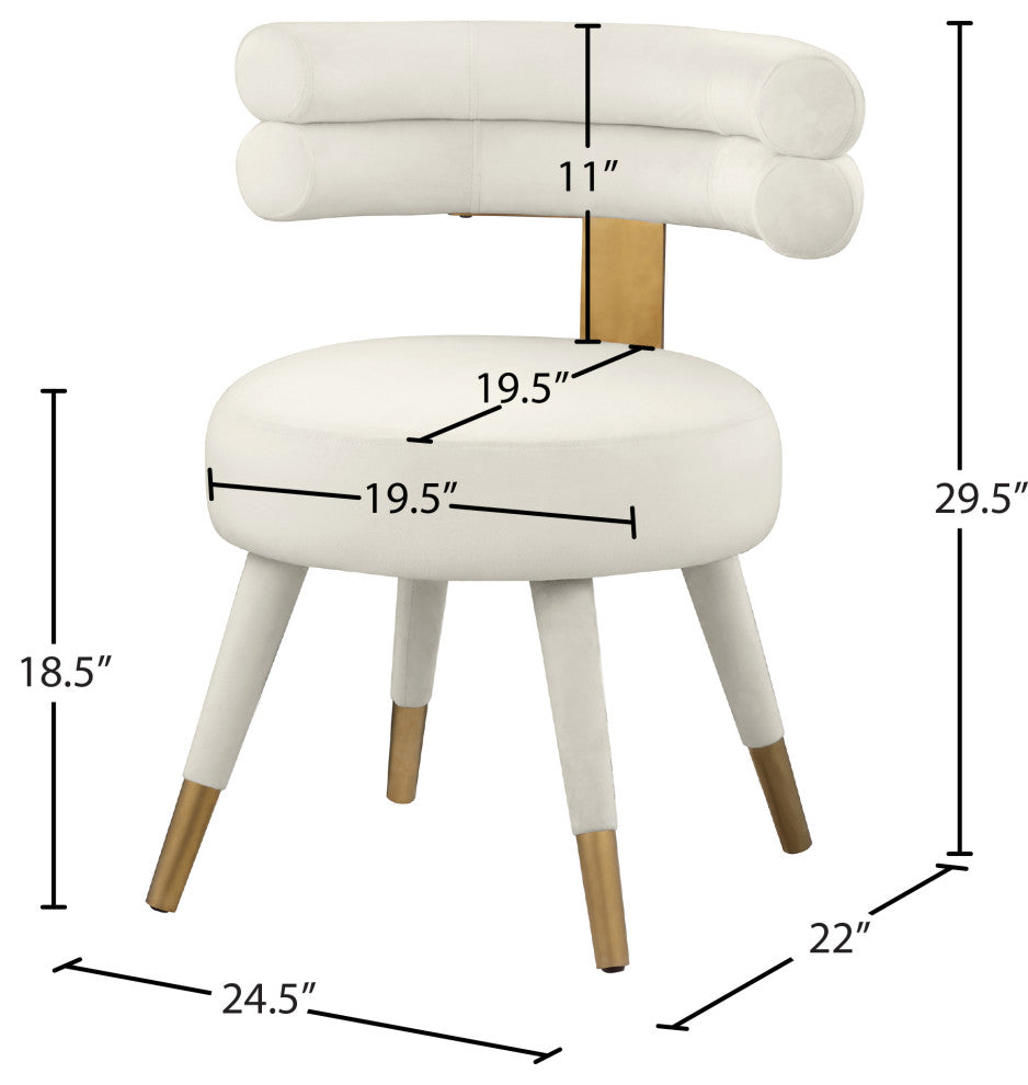 Fitzroy Velvet Upholstered Dining Chair (Set of 2), Cream