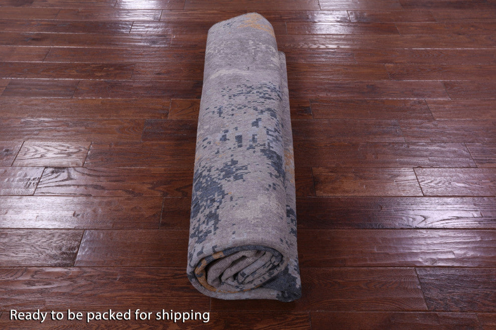 8' Round Modern Wool & Silk Handmade Rug - Q14879