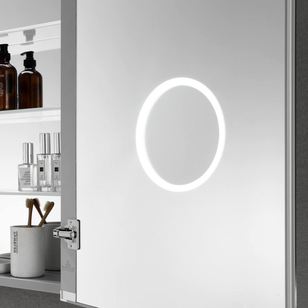 LED Medicine Cabinet With Defog, Dimmer, Makeup Mirror, Outlets, 24/R/3x