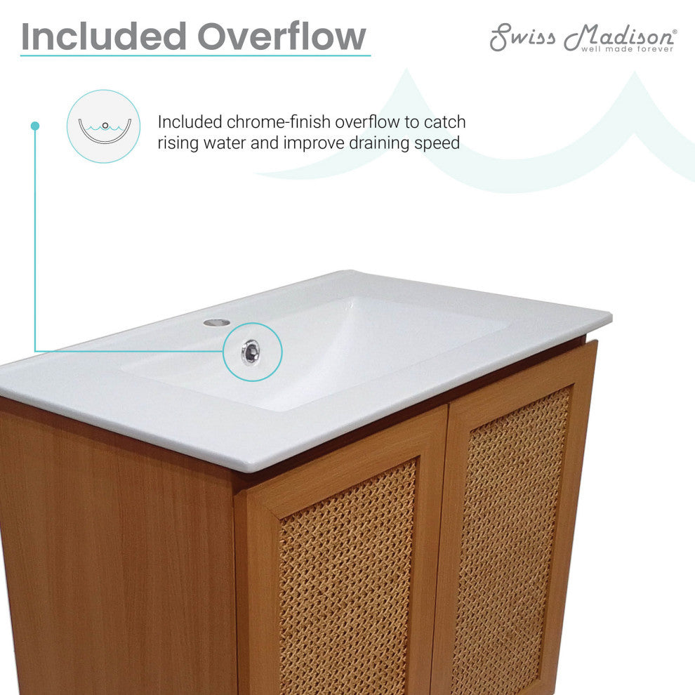 Arles 30" Single, Bathroom Vanity, Honey