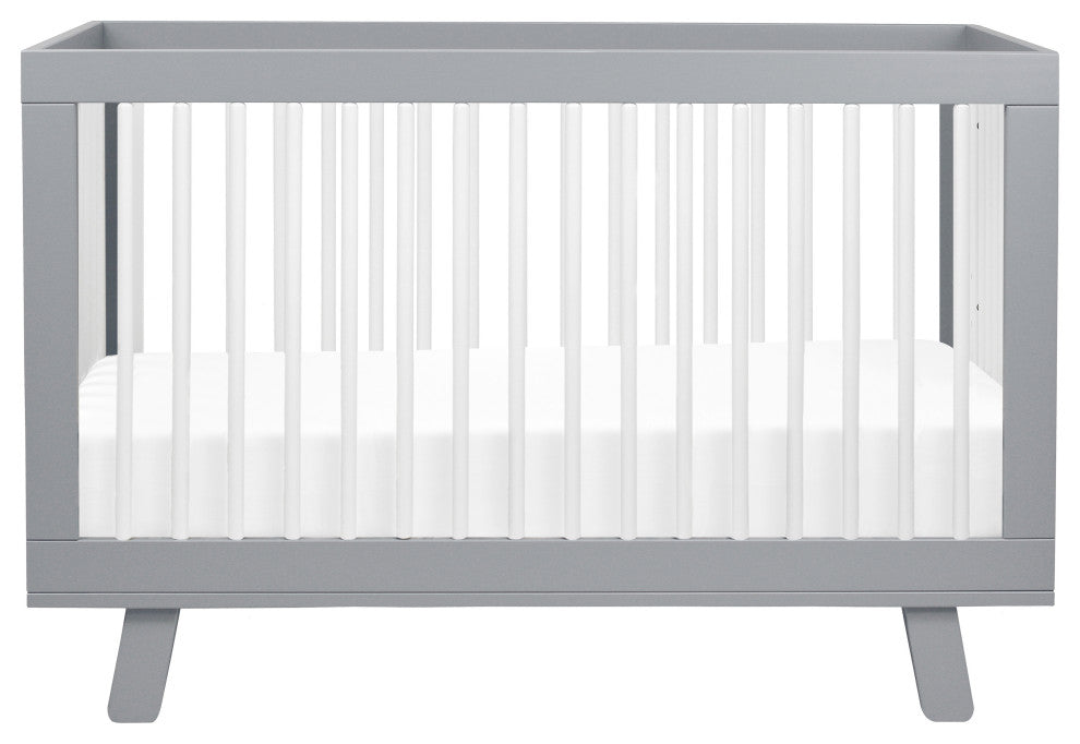 Hudson 3-in-1 Convertible Crib With Toddler Bed Conversion Kit, Grey White