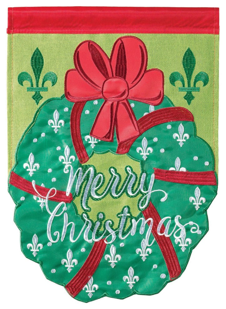 Flag  Double Applique  Merry Christmas Wreath Blp Garden