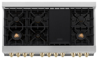 48" Dual Fuel Range, Stainless With Black and Champagne RAZ-BLM-48-CB