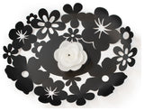 Flower Decorative Centerpiece Bowl, Mango Steam , Black