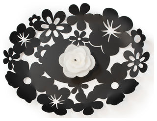 Flower Decorative Centerpiece Bowl, Mango Steam , Black