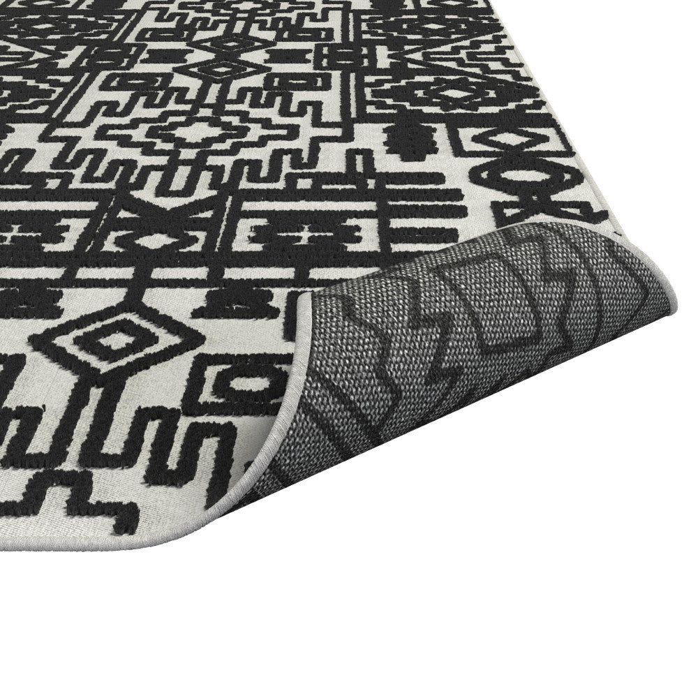 Napa Shanti Black and Ivory Viscose Area Rug, 8x10