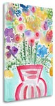 "Red Vase Of Flowers" By Linda Woods, Giclee Print on Gallery Wrap Canvas