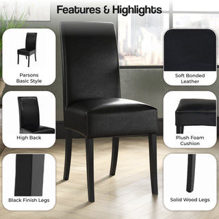 Valencia Dining Side Chair, Black, Split Leather