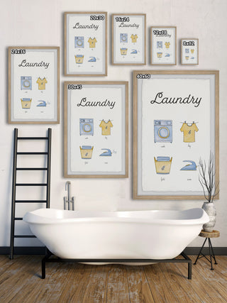 "Wash Dry Fold Iron" Framed Painting Print, 16x24