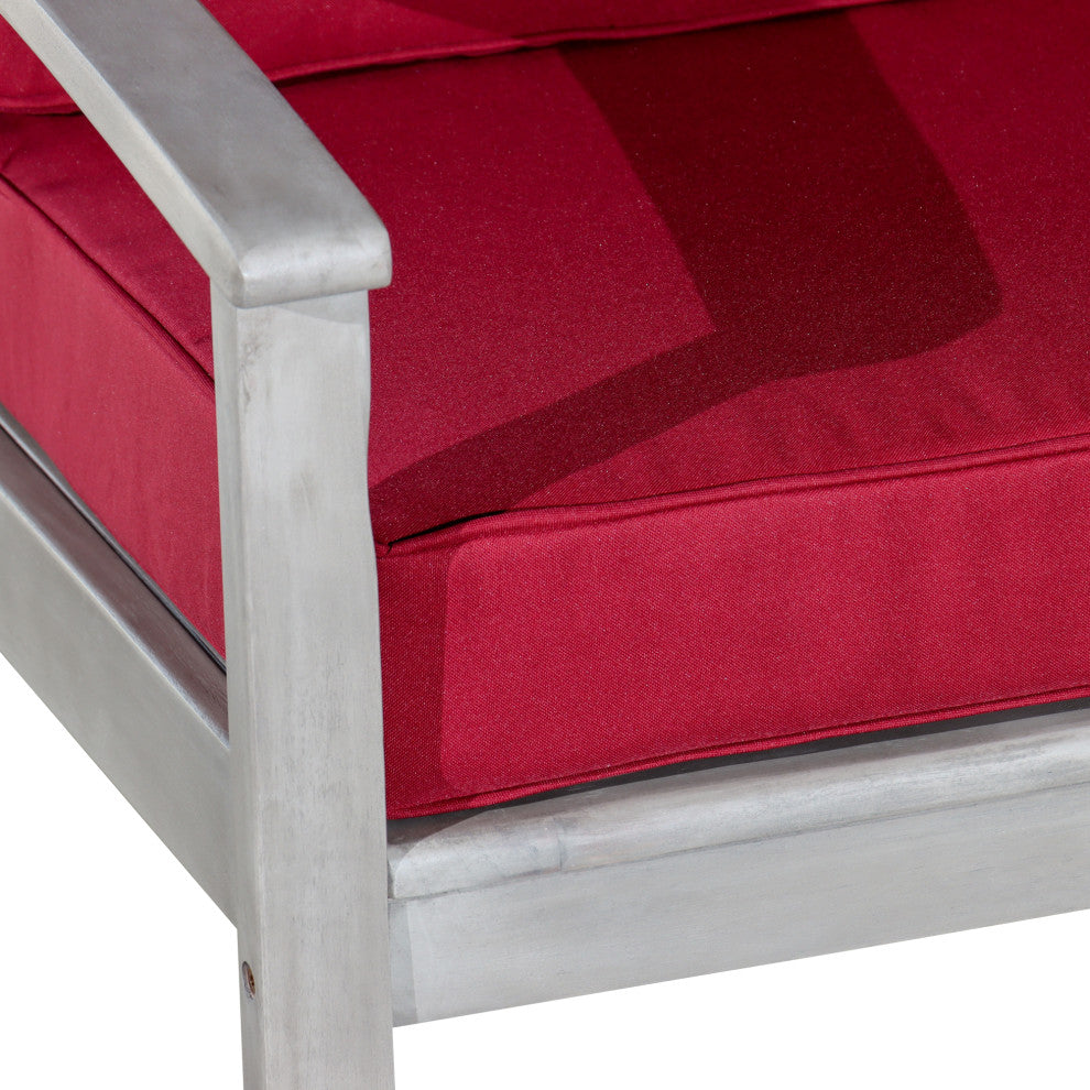 DTY Outdoor Living Longs Peak Eucalyptus Chair W/ Cushions, Silver Gray, Burgund