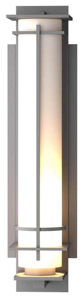After Hours Large Outdoor Sconce, Coastal Burnished Steel Finish, Opal Glass