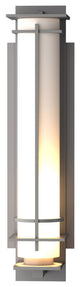 After Hours Large Outdoor Sconce, Coastal Burnished Steel Finish, Opal Glass