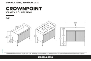 Fine Fixtures Crownpoint Bathroom Vanity, Bright Oak, 36", White