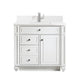 Bristol 36" Single Vanity, Bright White, Single Hole White Quartz, Backsplash