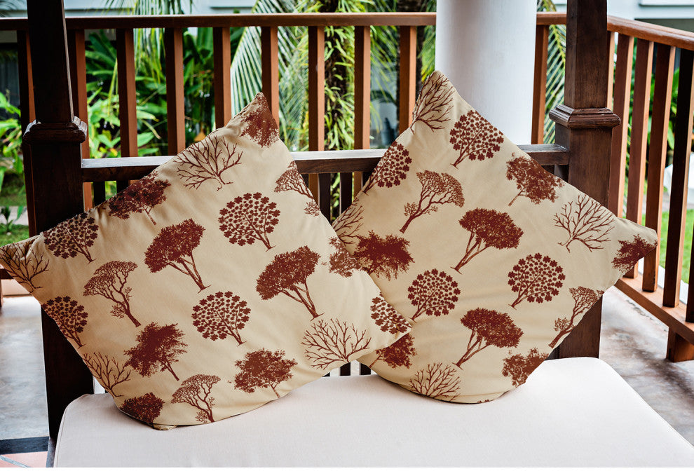 20" x 20" Field of Trees Indoor/Outdoor Polyester Throw Pillow, Oak