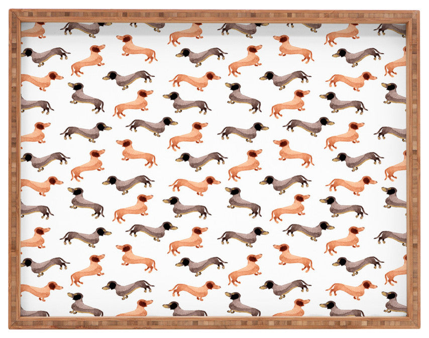 Deny Designs Wonder Forest Darling Dachshunds Rectangular Tray
