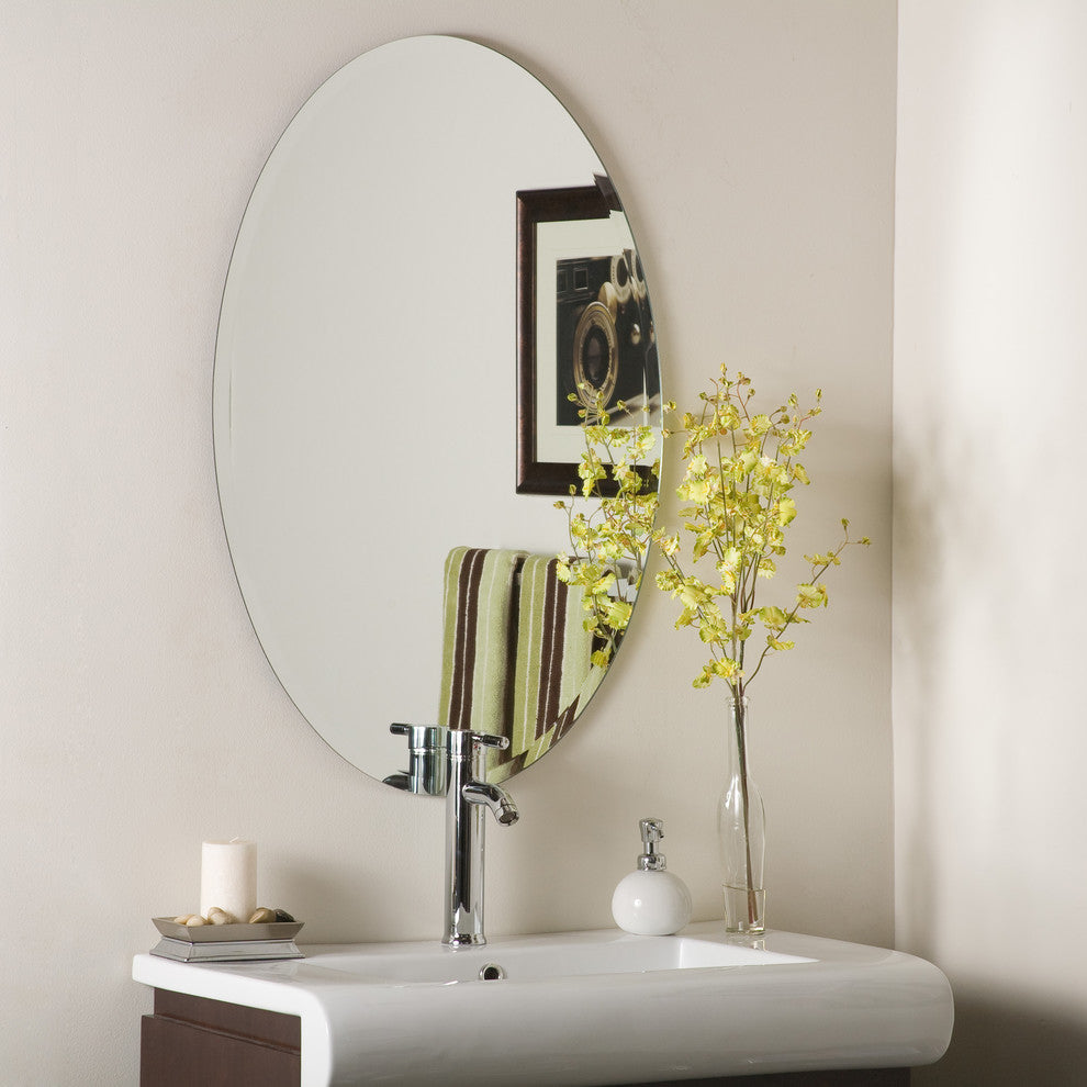 Frameless Oval Beveled Mirror