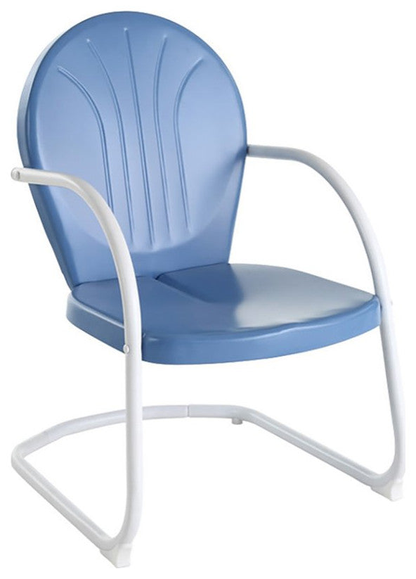 Crosley Furniture Griffith Retro Metal Patio Chair in Sky Blue