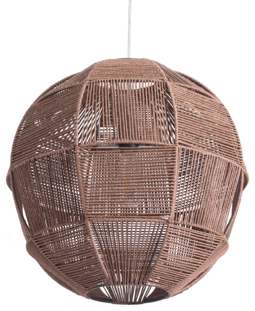Pendant Ceiling Light Fixture, Steel Metal, Rope, Brown, Kitchen LoungeLobby