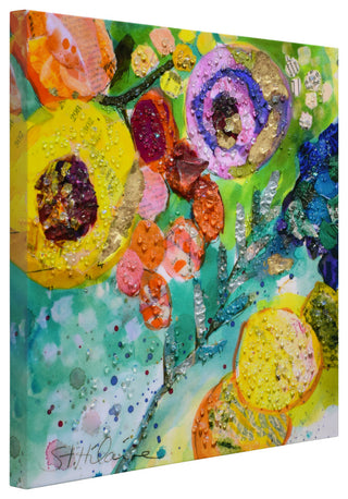 Floral Radiance II Crystallus Epoxy Coated Wrapped Canvas Wall Art