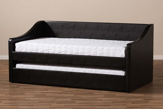 Abby Fabric Upholstered Daybed With Trundle Bed, Black