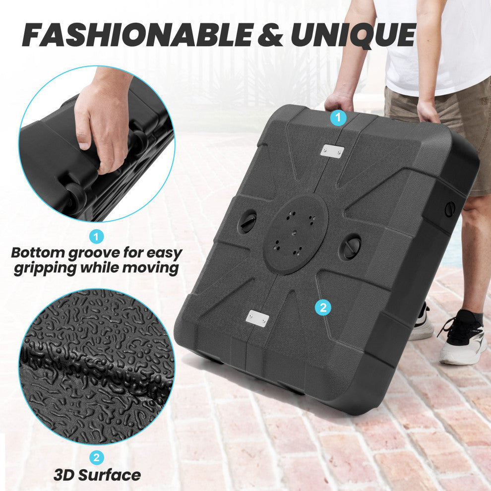 260LBS Square Outdoor Cantilever Umbrella Base with Wheels, Black