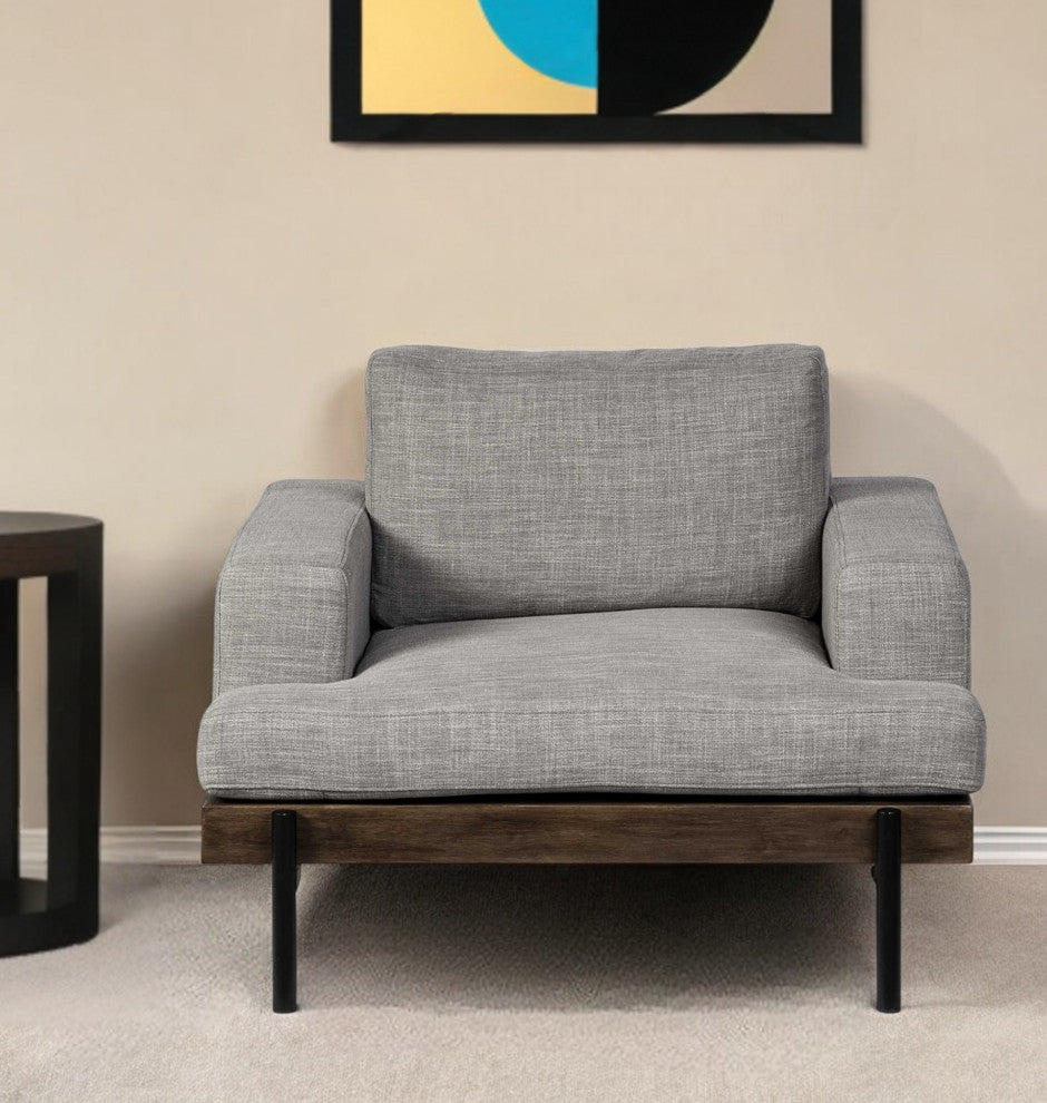 41" Gray and Black Linen Club Chair