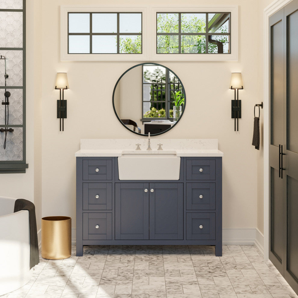 Yorkshire 48" Bathroom Vanity, Marine Gray, Engineered Marble