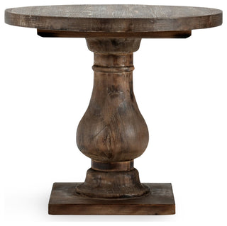 Carolina Reclaimed Pine Round End Table, Rustic Brown