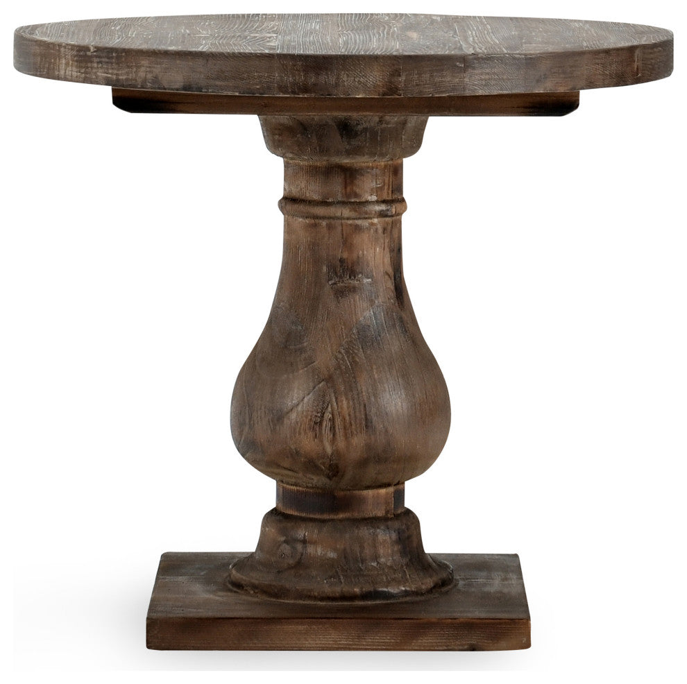 Carolina Reclaimed Pine Round End Table, Rustic Brown