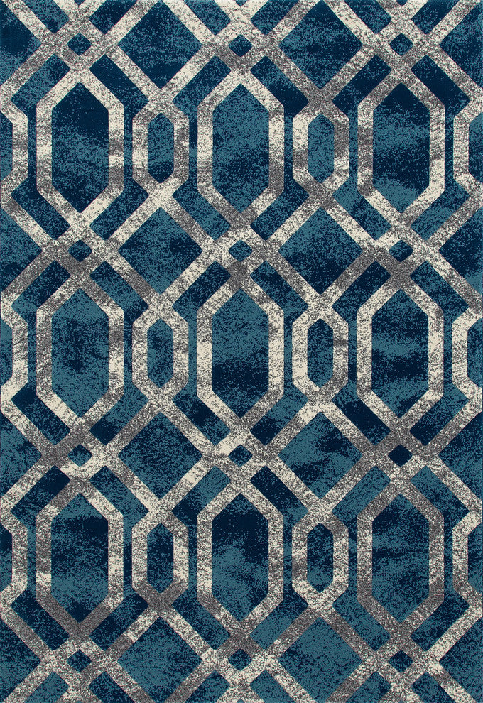 Bastille Fretwork Blue/Gray 2'2"x3'11" Area Rug