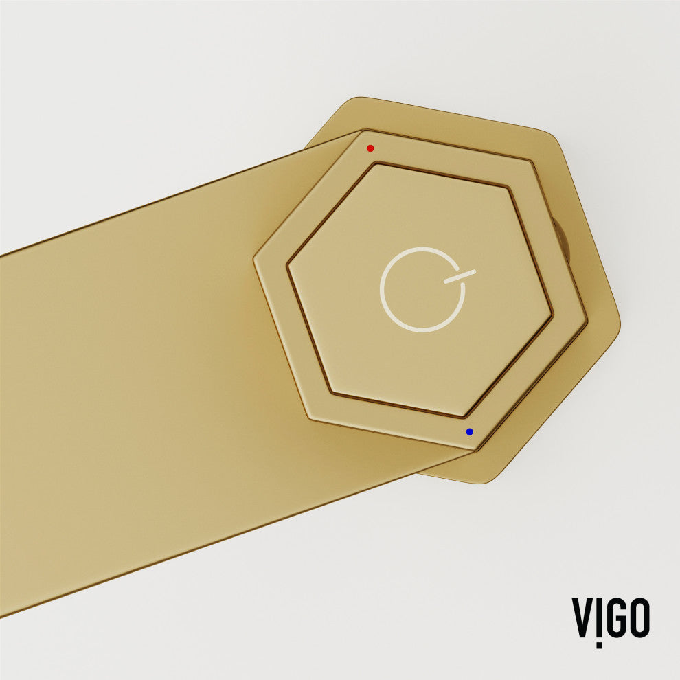 VIGO Nova 8" H Button Operated Single Hole Bathroom Faucet, Matte Brushed Gold, Without Extras