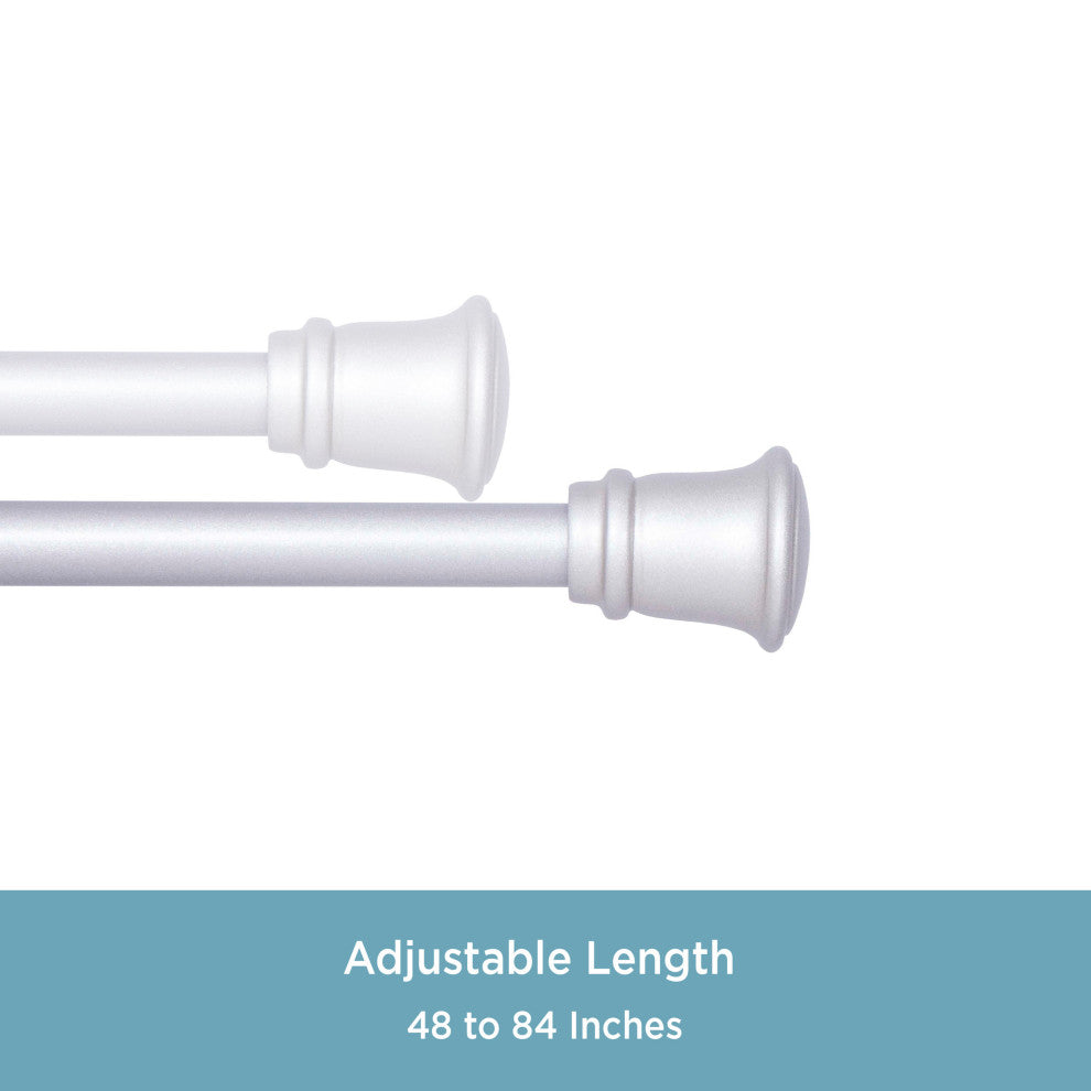 Kenney Trumpet 5/8 Decorative Curtain Rod & Holdback Set, Satin Nickel, 84-120