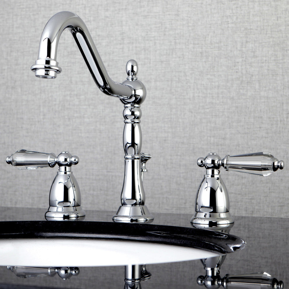 Kingston Brass Widespread Bathroom Faucet With Brass Pop-Up, Polished Chrome