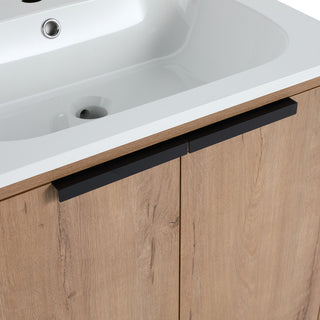 Single Vanity, Neutral Finish With Solid Surface Resin White Sink, 24"