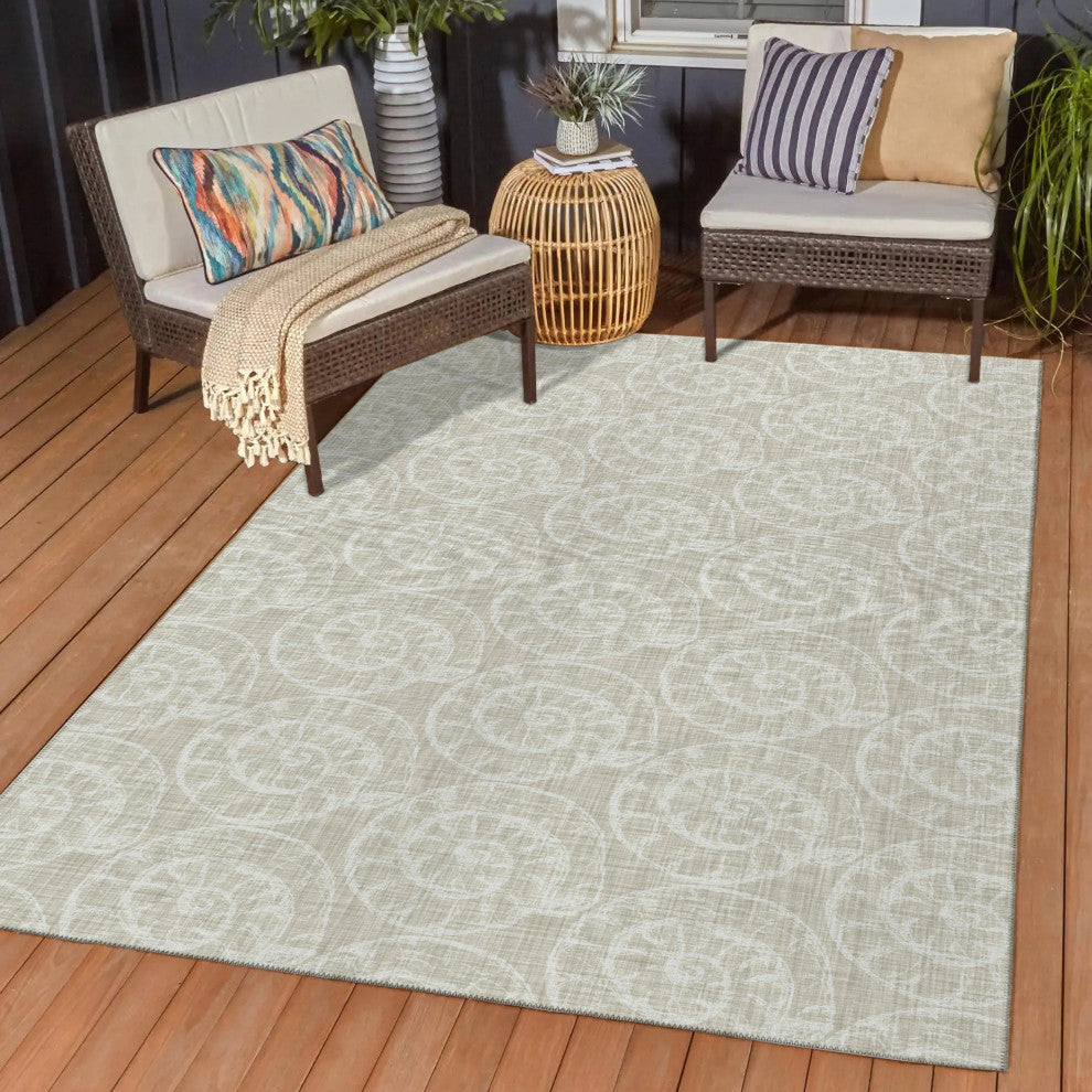 Indoor/Outdoor Seabreeze SZ11 Taupe Machine Washable 3' x 5' Rug
