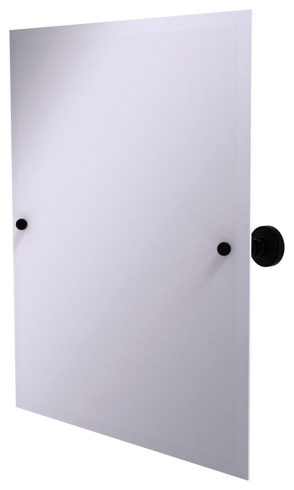 Frameless Rectangular Beveled Edge Tilt Mirror, Matte Black