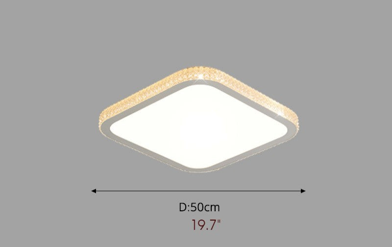 Abetone | Square Crystal LED Ceiling Light, White, Warm Light