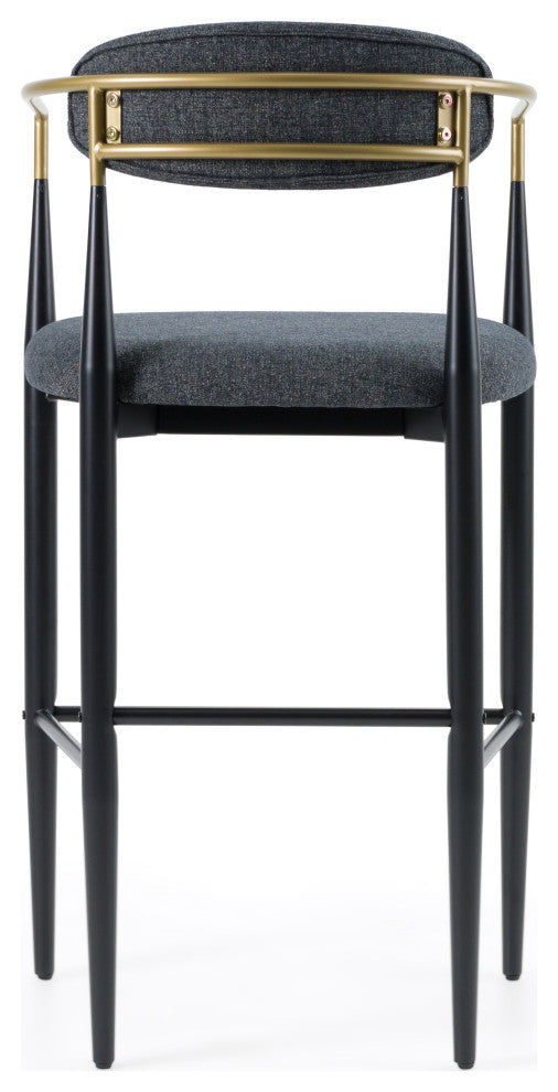 Modrest Buchtel Mid-Century Dark Grey, Gold Arm, Black Bar Chair