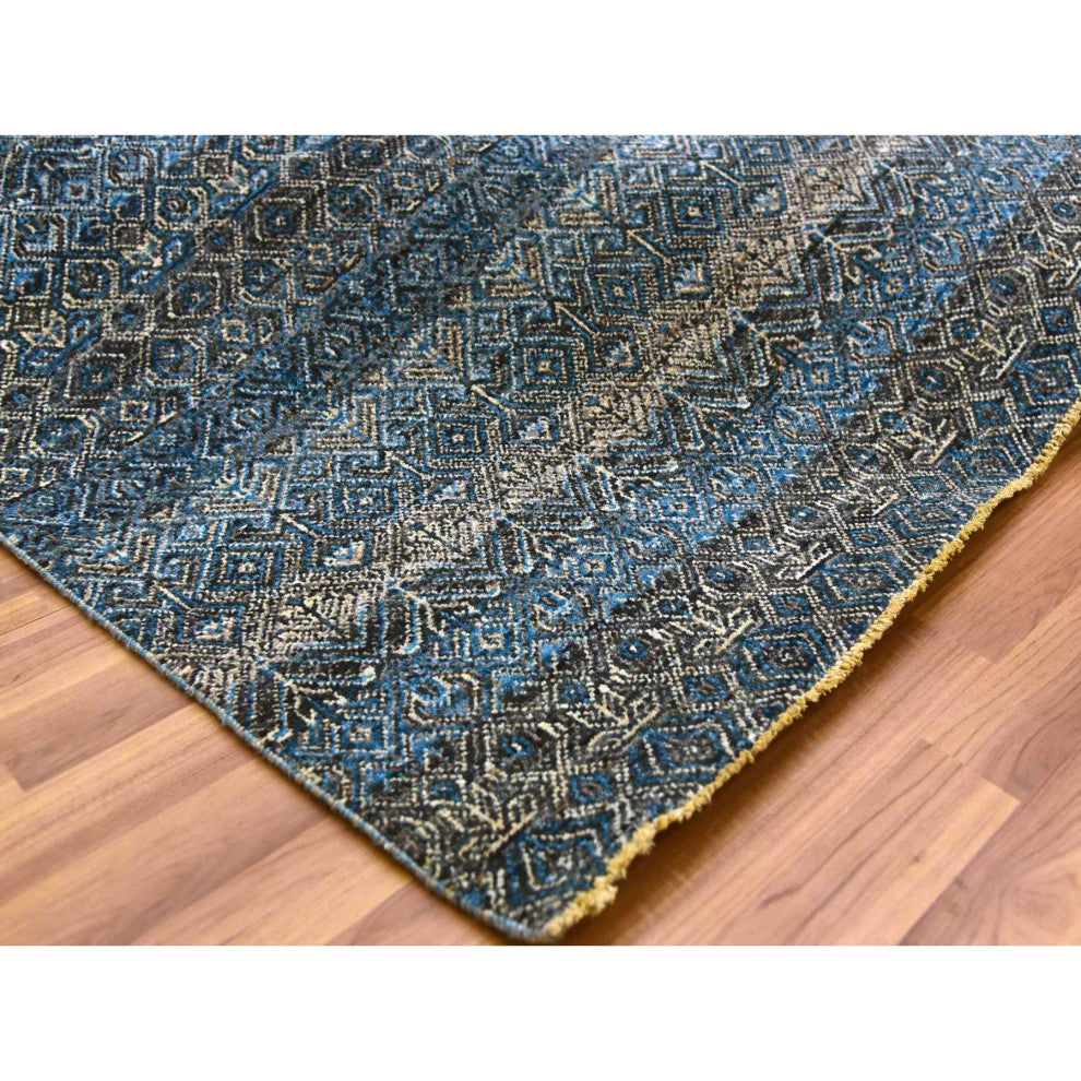 Yale Blue, Kohinoor Herat Design, 100% Wool Hand Knotted Rug, 7'8"x10'