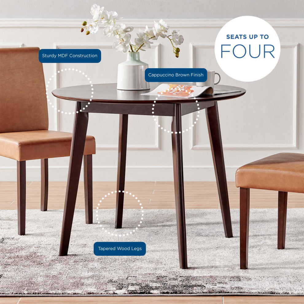 Dining Table, Round, Wood, Drak Brown, Modern, Bistro Restaurant Hospitality