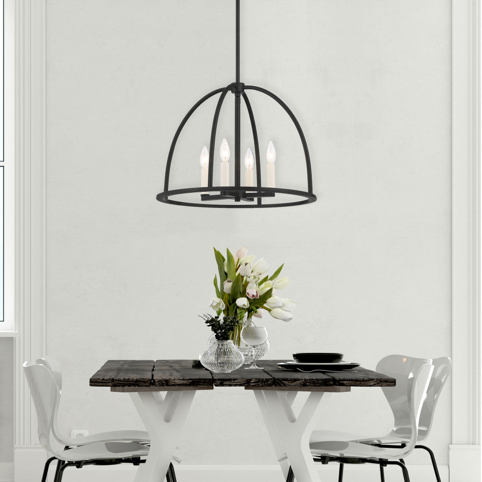 Abbott Four Light Chandelier in Black