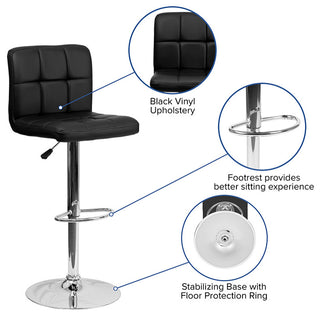 Black Quilted Vinyl Barstool