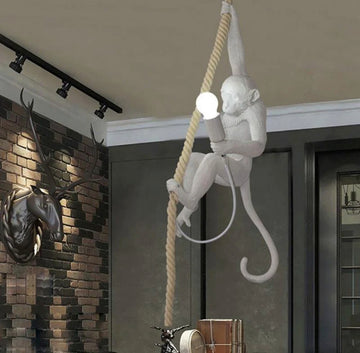 Monkey Hanging Lamp, White