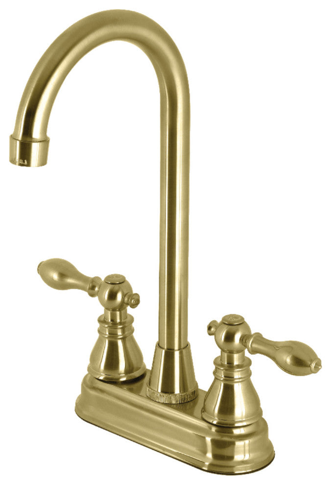 KB497ACLSB American Classic Two-Handle High-Arc Bar Faucet, Brushed Brass