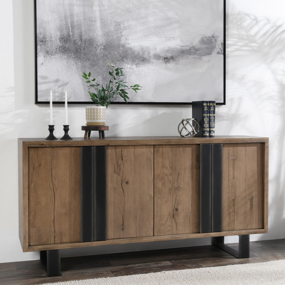 Danica 94" Industrial Reclaimed Oak Wood Sideboard