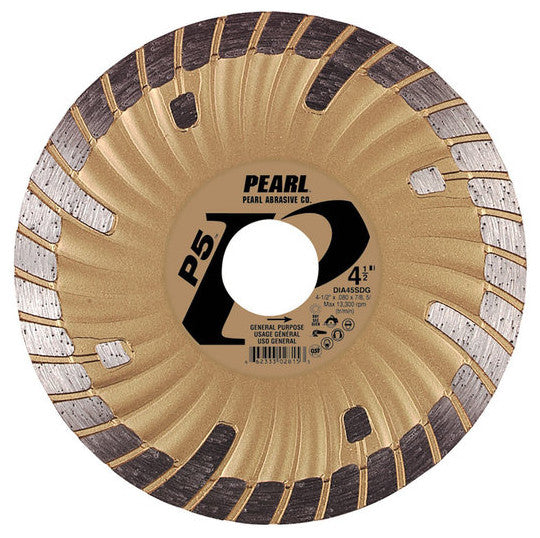 Pearl Abrasive P5 SD Gold Waved Core Turbo Blades Tile Cutting and More, 4.5"