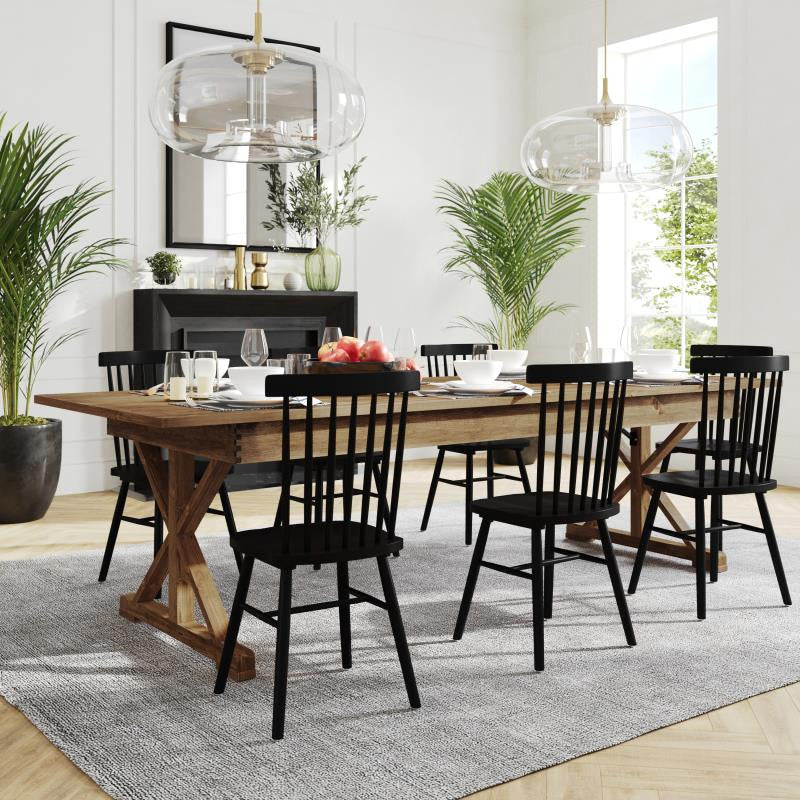 HERCULES 9' x 40" Rectangular Solid Pine Farm Table with X Legs, Antique Rustic