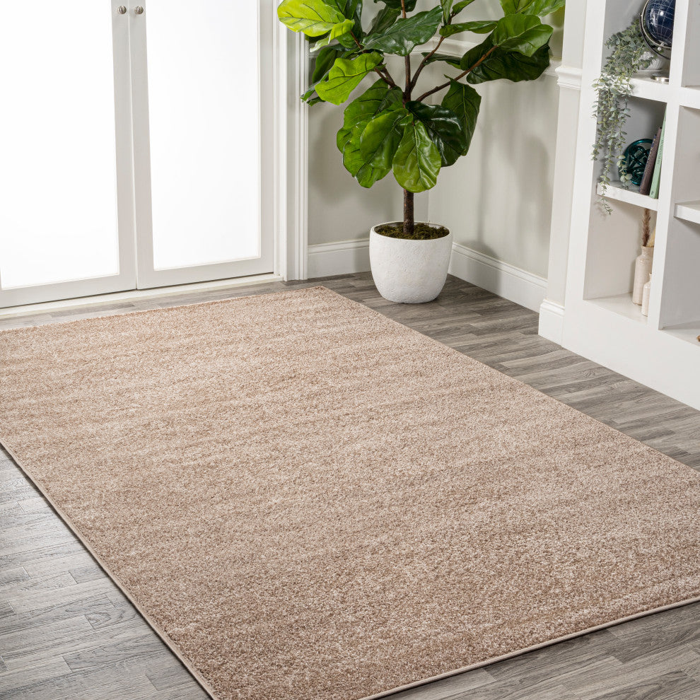 Haze Solid Low-Pile Beige 6 ft. x 9 ft. Area Rug